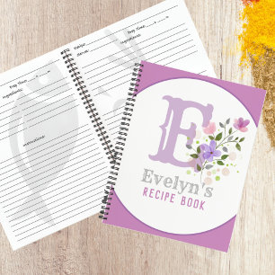 Monogramm und Name mit Blume Notizbuch