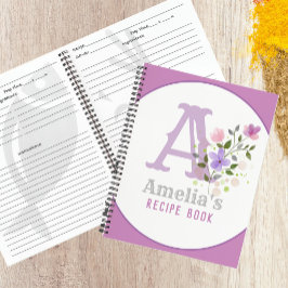 Monogramm und Name mit Blume Notizbuch