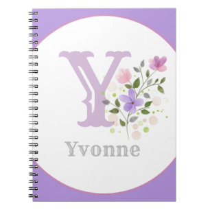 Monogramm und Name mit Blumen Notizblock