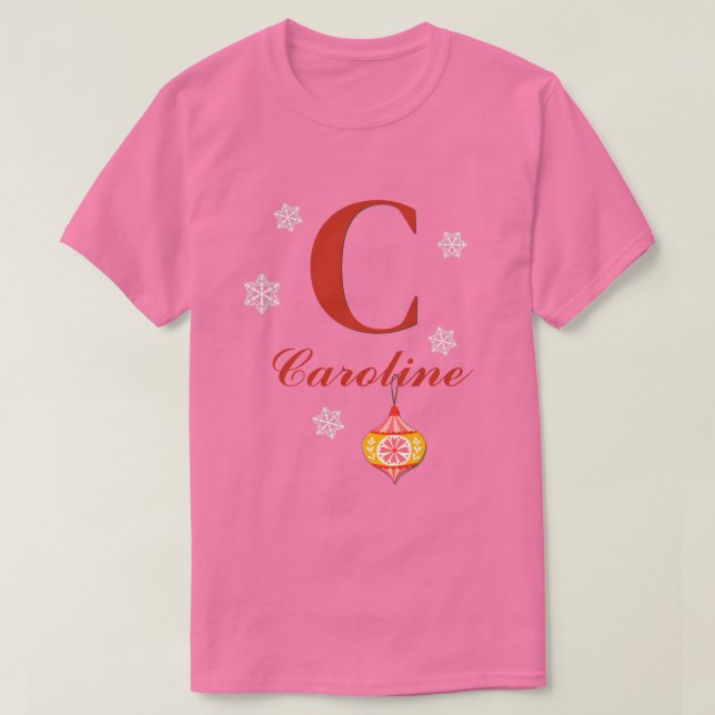 Monogramm und Name mit Ornament T-Shirt (Design vorne)