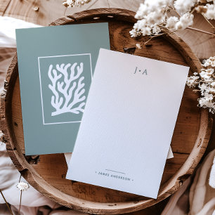 Monogramm und Name Moderne Minimale Koralle Mitteilungskarte