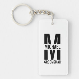 Monogramm und Name moderner Personalisierter Trauz Schlüsselanhänger