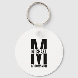 Monogramm und Name moderner Personalisierter Trauz Schlüsselanhänger