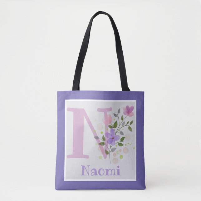 Monogramm und Name Naomi mit Blume (Vorderseite)