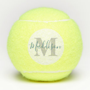 Monogramm und Name Navy Blue Yellow Tennisbälle