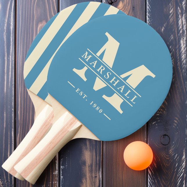 Monogramm und Name Overlay Polo Striping Aqua Spla Tischtennis Schläger (Von Creator hochgeladen)