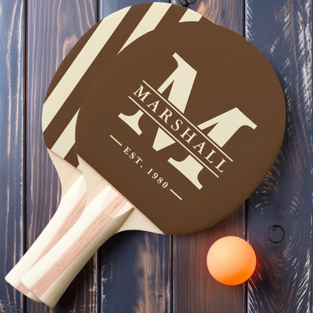 Monogramm und Name Overlay Streifen Deep Forest Br Tischtennis Schläger (Von Creator hochgeladen)