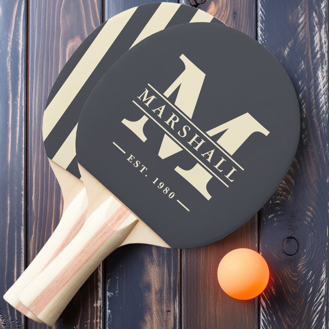 Monogramm und Name Overlay Streifen mediterranes G Tischtennis Schläger (Von Creator hochgeladen)