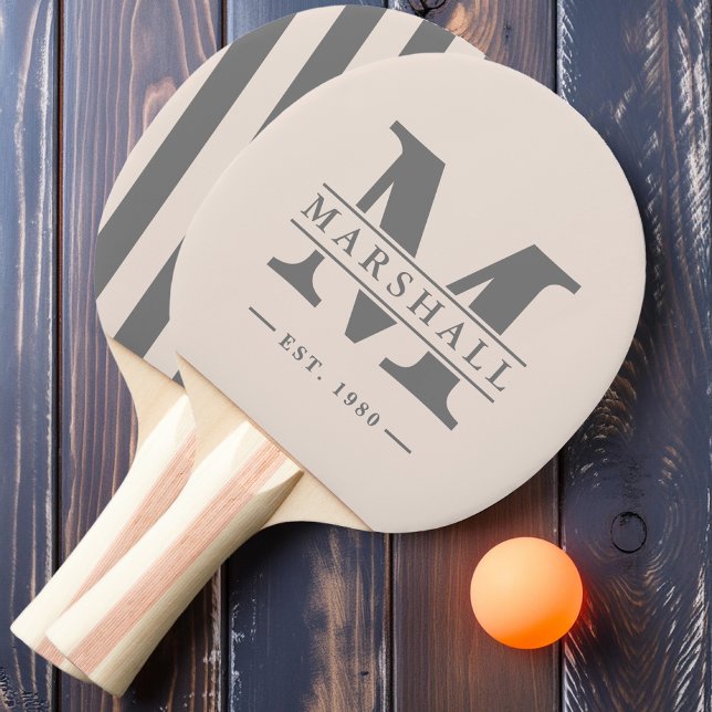 Monogramm und Name Overlay Streifen Sandcastle Pin Tischtennis Schläger (Von Creator hochgeladen)