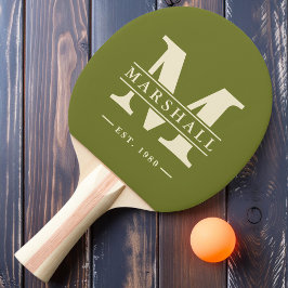 Monogramm und Name Overlay Süßes Olivenöl Tischtennis Schläger