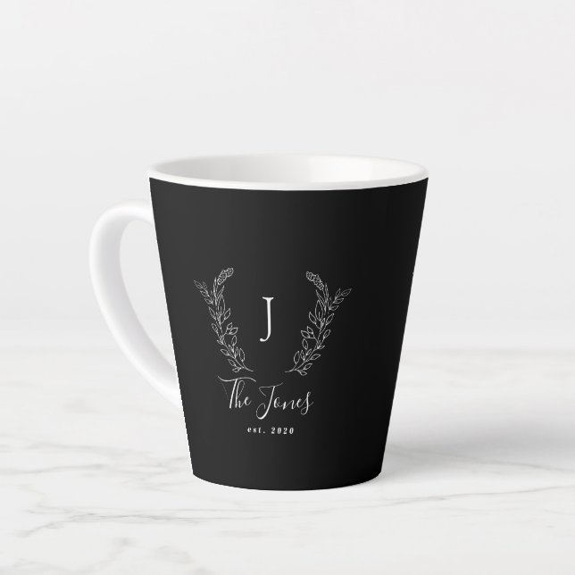 Monogramm und Name personalisiert elegant Milchtasse (Linke Ecke)