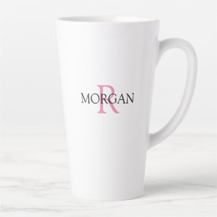 Monogramm und Name, Rosa und Schwarz personalisier Milchtasse