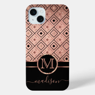 Monogramm und Name Rose Gold Diamant Muster Case-Mate iPhone Hülle