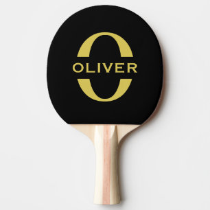 Monogramm und Name Schwarz und Gold Personalisiert Tischtennis Schläger