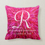 Monogramm-und Namen-heißes Rosa-abstraktes Kissen<br><div class="desc">Dieses mit Monogramm 16" x 16" Kissen des heißen Rosas des Quadrats wird mit unserem ursprünglichen erhöhten Nahaufnahme-Foto einer Blume verziert. Monogramm und Text sind weiß. Rückseite der Muster- und Textwiederholung an. Nichterfüllungsgewebe ist Baumwolle, aber auch verfügbar im Polyester. Einzigartige und schöne Wohngestaltung, nobel, elegant und Chic. Alle Rechte vorbehalten...</div>