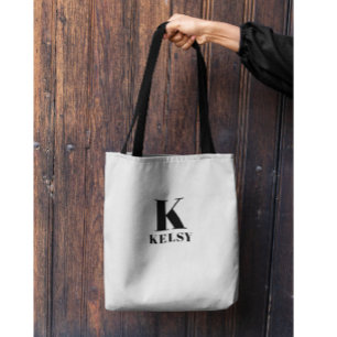 Monogramm- und Namens-Tasche in Schwarz-Weiß