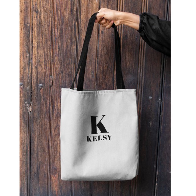 Monogramm- und Namens-Tasche in Schwarz-Weiß (Von Creator hochgeladen)