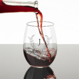 Monogramm und Namensskript personalisiert Weinglas Ohne Stiel