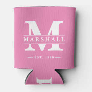Monogramm- und Namensüberlagerung Rosa Dosenkühler