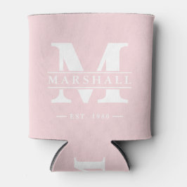 Monogramm- und Namensüberlagerung Rosa Flüstern Dosenkühler