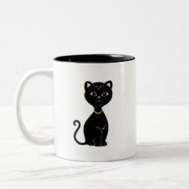 Monogramm und Niedliche Schwarze Katze Zweifarbige Tasse