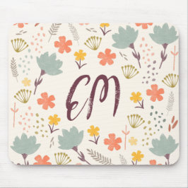 Monogramm und Quote Boho Blume Mausklick Mousepad