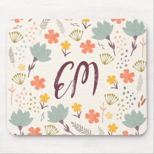Monogramm und Quote Boho Blume Mausklick Mousepad