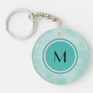 Monogramm und Schmetterling in mintgrüner Farbe Schlüsselanhänger