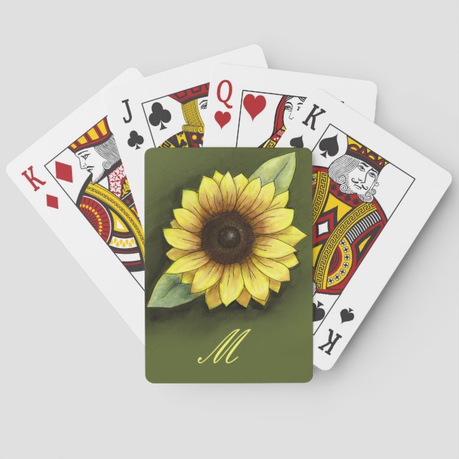 Monogramm und Sonnenblume Spielkarten (Rückseite)