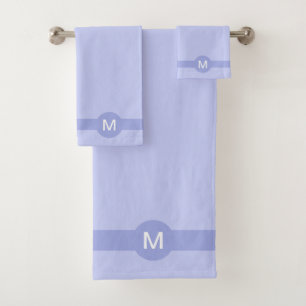 Monogramm und Streifen auf Hellblau Badhandtuch Set