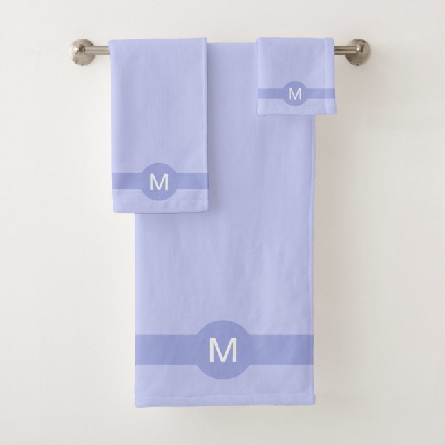 Monogramm und Streifen auf hellblau Badhandtuch Set (Insitu)