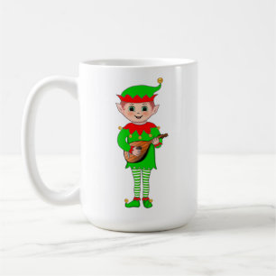 Monogramm und Weihnachtsmusikelf Kaffeetasse