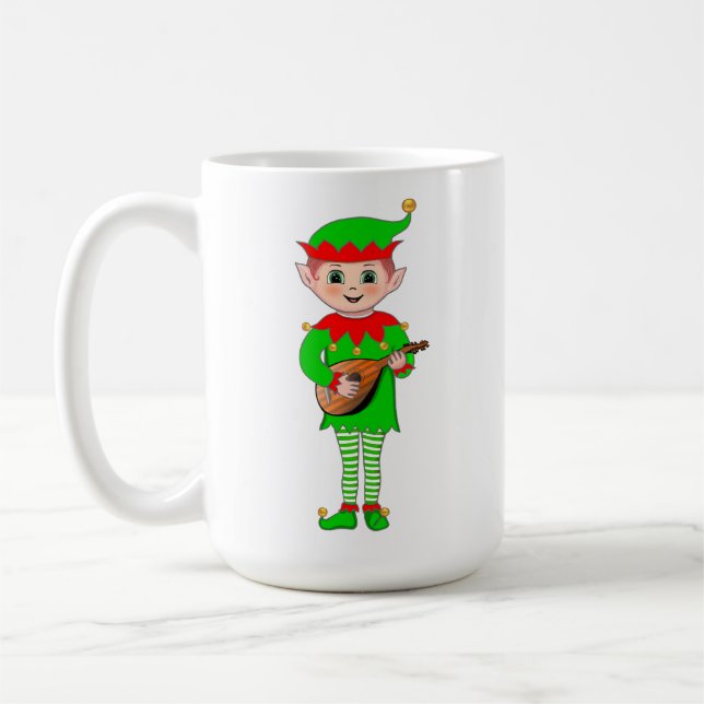 Monogramm und Weihnachtsmusikelf Kaffeetasse (Links)