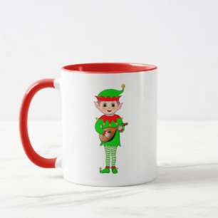 Monogramm und Weihnachtsmusikelf Tasse