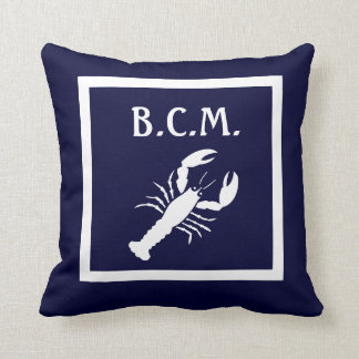 Monogramm und WEISS LOBSTER & Anchor WHITE auf BLA Kissen
