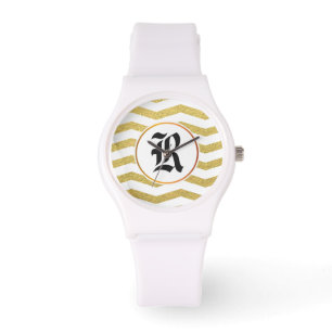 Monogramm und Zickzack Armbanduhr