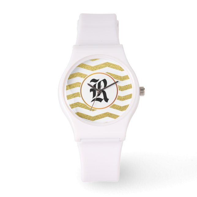 Monogramm und Zickzack Armbanduhr (Vorderseite)