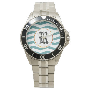 Monogramm und Zickzack Armbanduhr