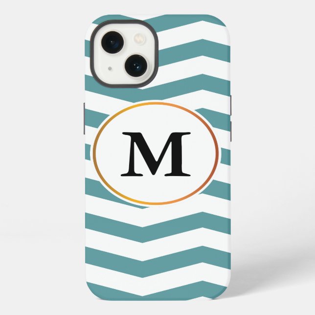 Monogramm und Zickzack gemustert iPhone Hülle (Rückseite)