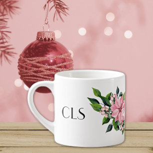 Monogramm und Zitat, Pink Poinsettia Swak auf 6oz Espressotasse
