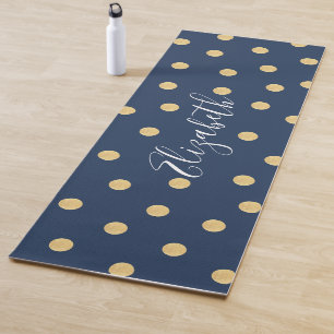 Monogramm Unique Navy Blue Gold Yoga Mat Yogamatte
