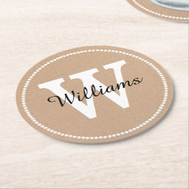 Monogramm-Untersetzer für das Papierhandbuch Runder Pappuntersetzer