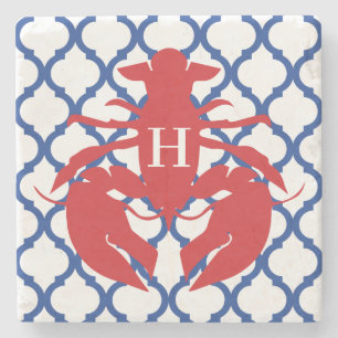 Monogramm-Untersetzer für Quatrefolie Hummer Steinuntersetzer