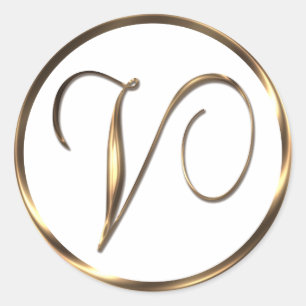Monogramm V Faux-Bronze Runder Aufkleber