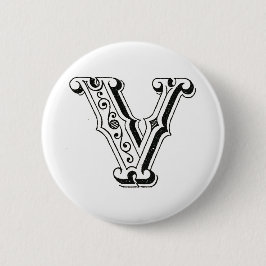 Monogramm V, Letter V, Alphabet V, Schwarz und Wei Button