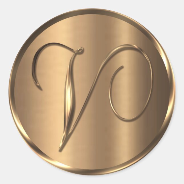 Monogramm V NONMETALLIC Bronze-Umschlag Aufkleber (Vorderseite)