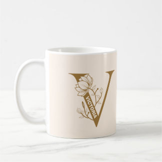 Monogramm "V" Tasse des Kaffees mit Individuelle N