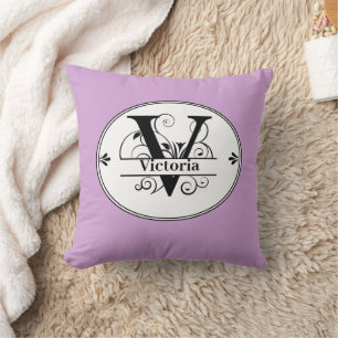 Monogramm V und Name Violet Kissen