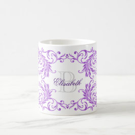 Monogramm-Veilchen-Damast Tasse