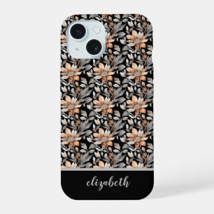 Monogramm verbranntes Orange-Rost-Schwarz-Graue Bl iPhone 15 Hülle